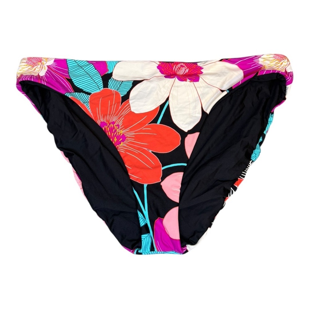 La Blanca Reversible Swimsuit Bottoms Floral Print High Waist Size 14